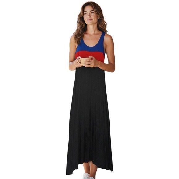 Calvin Klein Dresses & Skirts - Calvin Klein Colorblock Maxi Dress Blue Red Black Sleeveless NWT 6/Small ‎ Bold